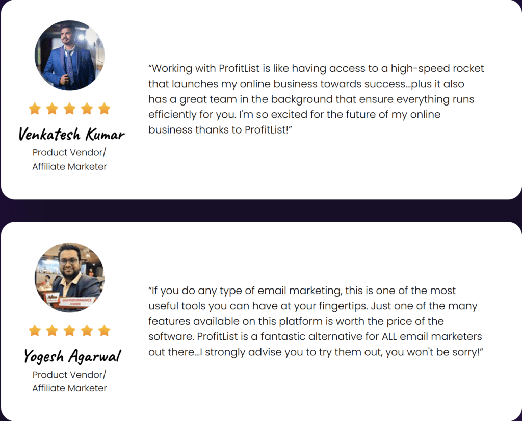 ProfitList Testimonials