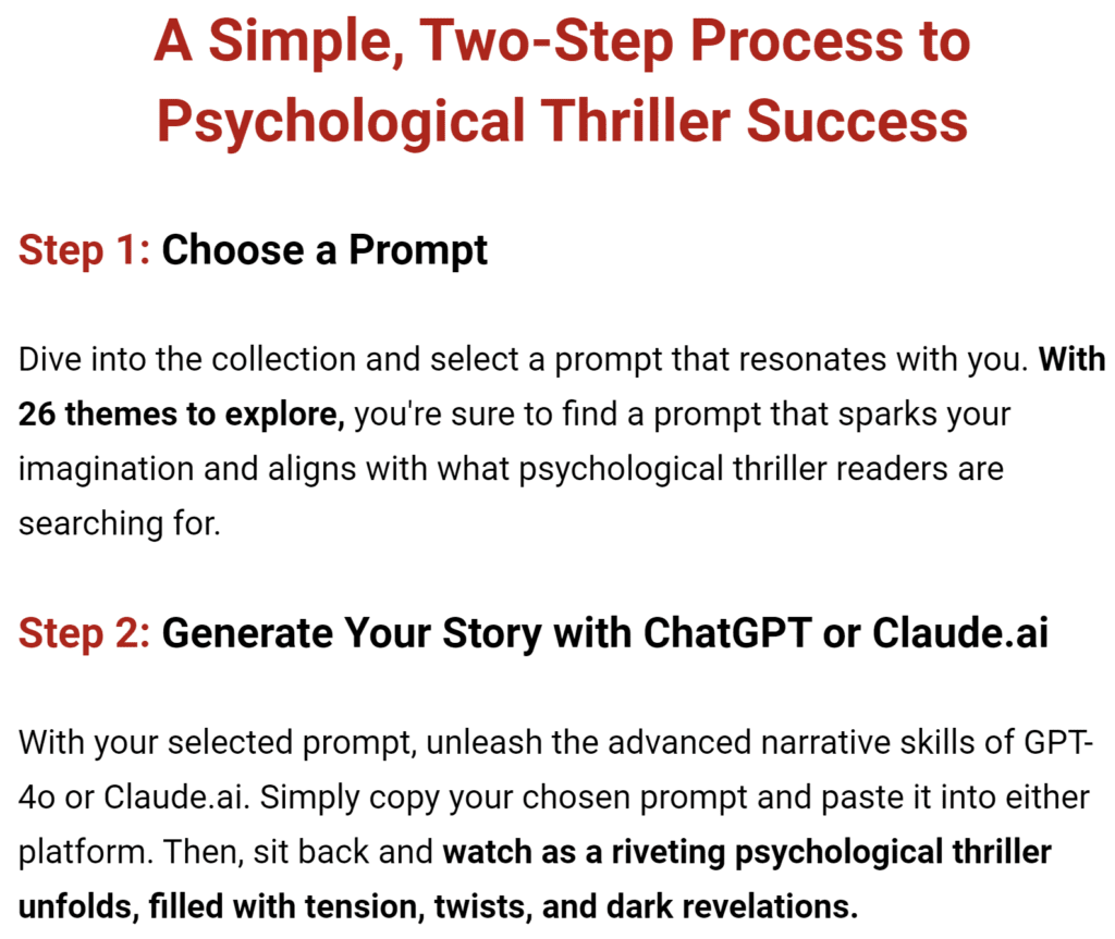 288 Psychological Thriller Prompts Steps