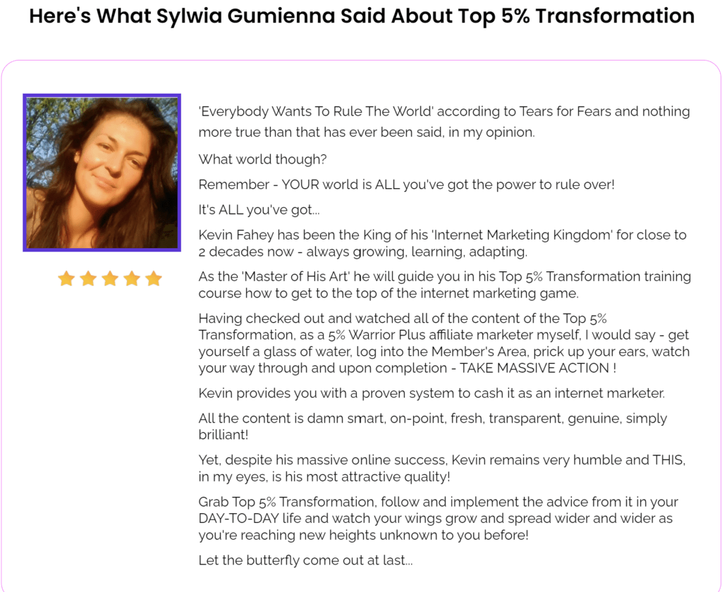 Top 5% Transformation Testimonials