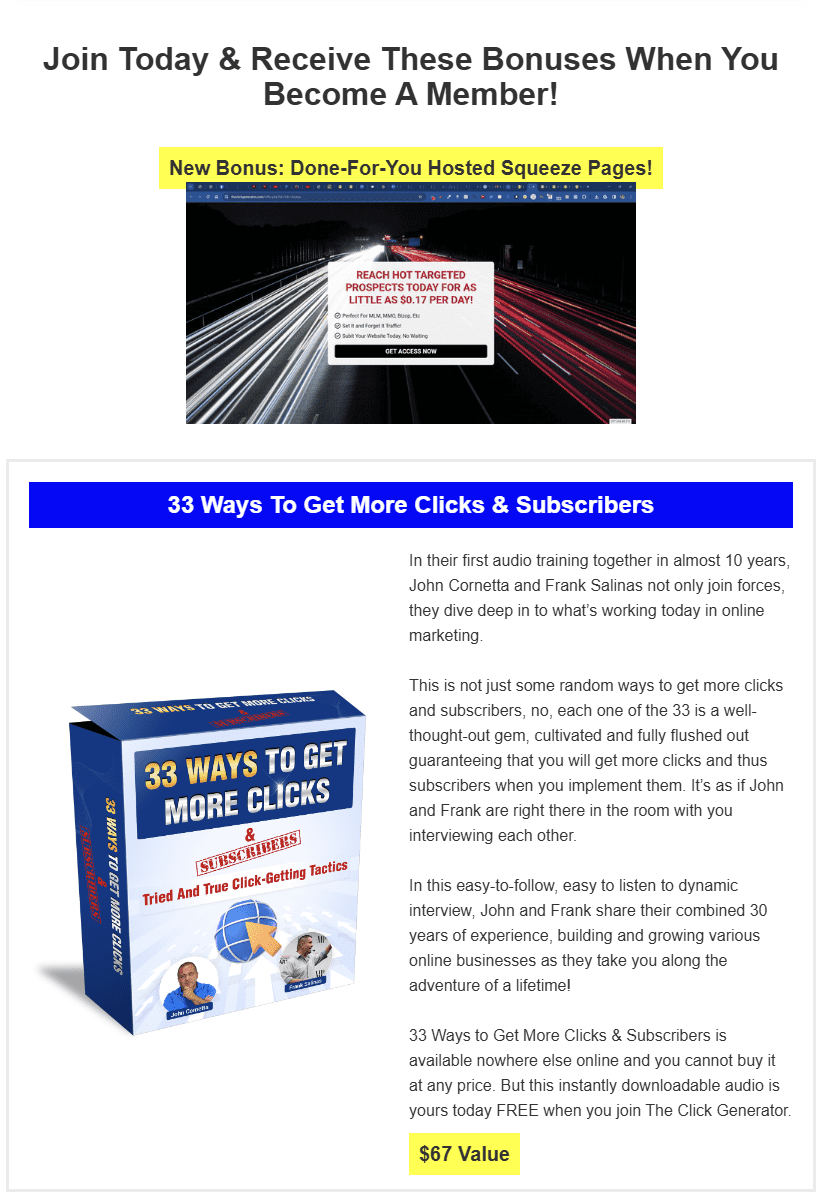 The Click Generator Bonus