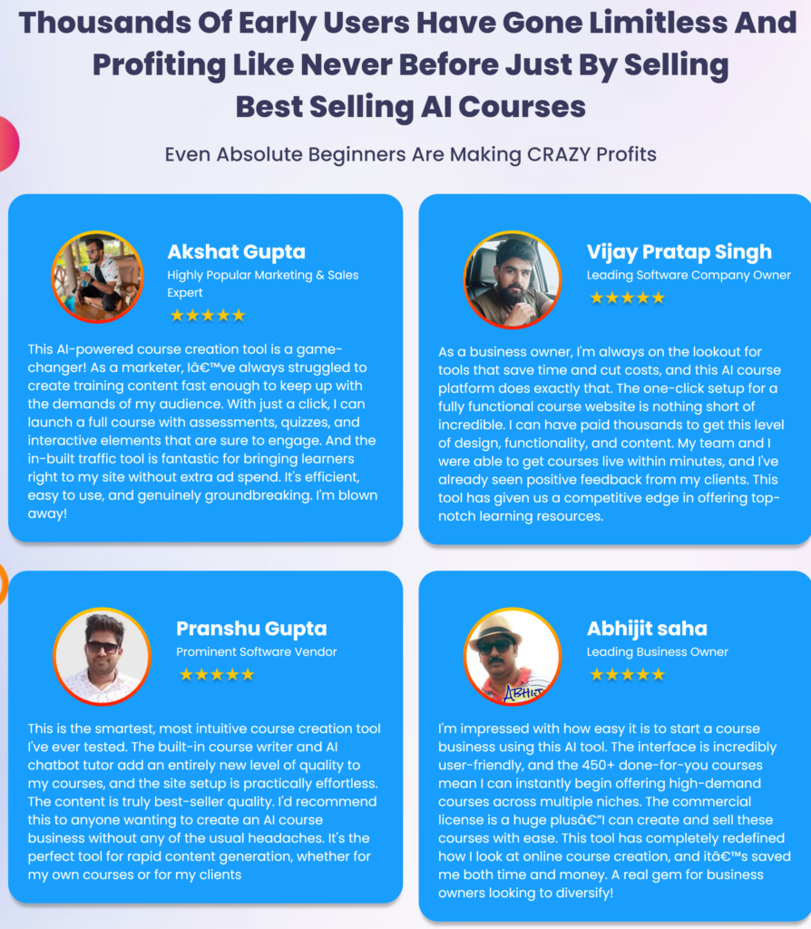 CourseAI Studio Testimonials 