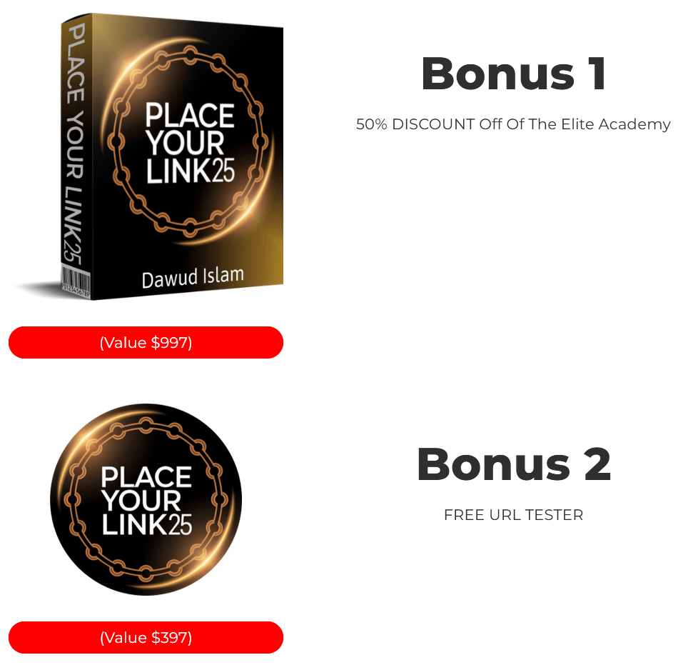 Place Your Link 25 Bonus 1-2