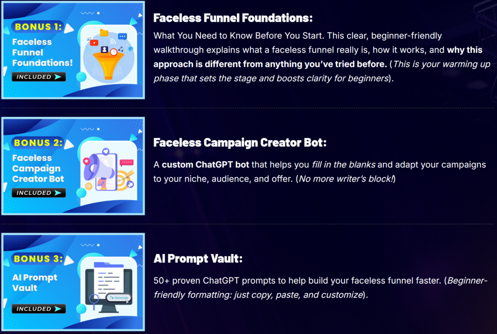AI Faceless List Builder Bonus 1-2-3