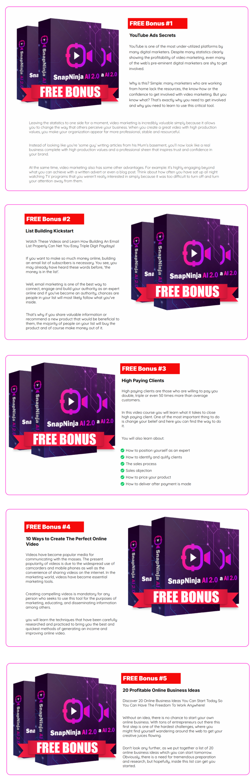 SnapNinja AI 2.0 Bonuses