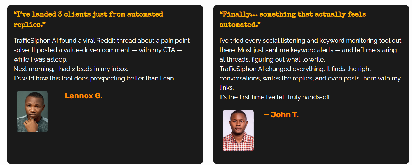 TrafficSiphon Ai Testimonials