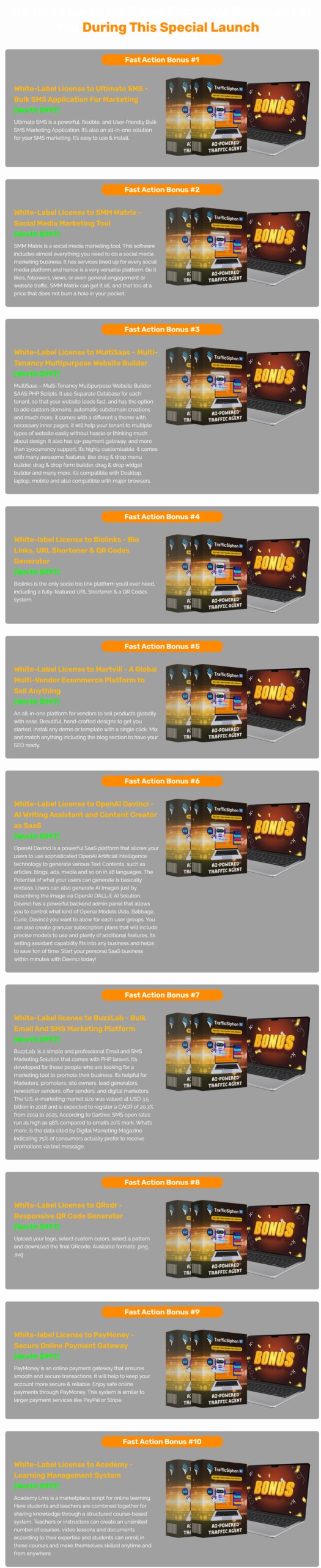 TrafficSiphon Ai Bonuses