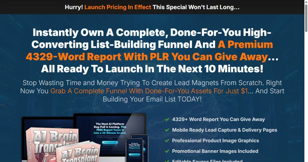Ai Brain Transplant sales page screenshot
