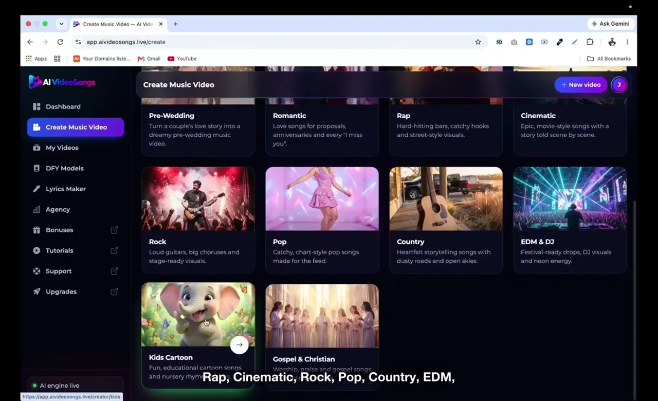 Frame from the AI VideoSongs walkthrough video