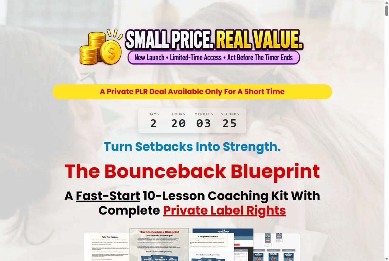 The Bounceback Blueprint sales page screenshot