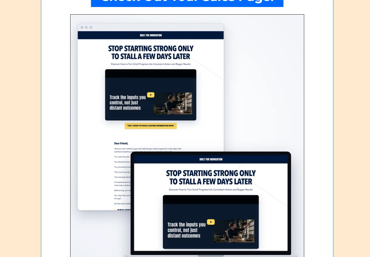 Built For Momentum product on the vendor's sales page
