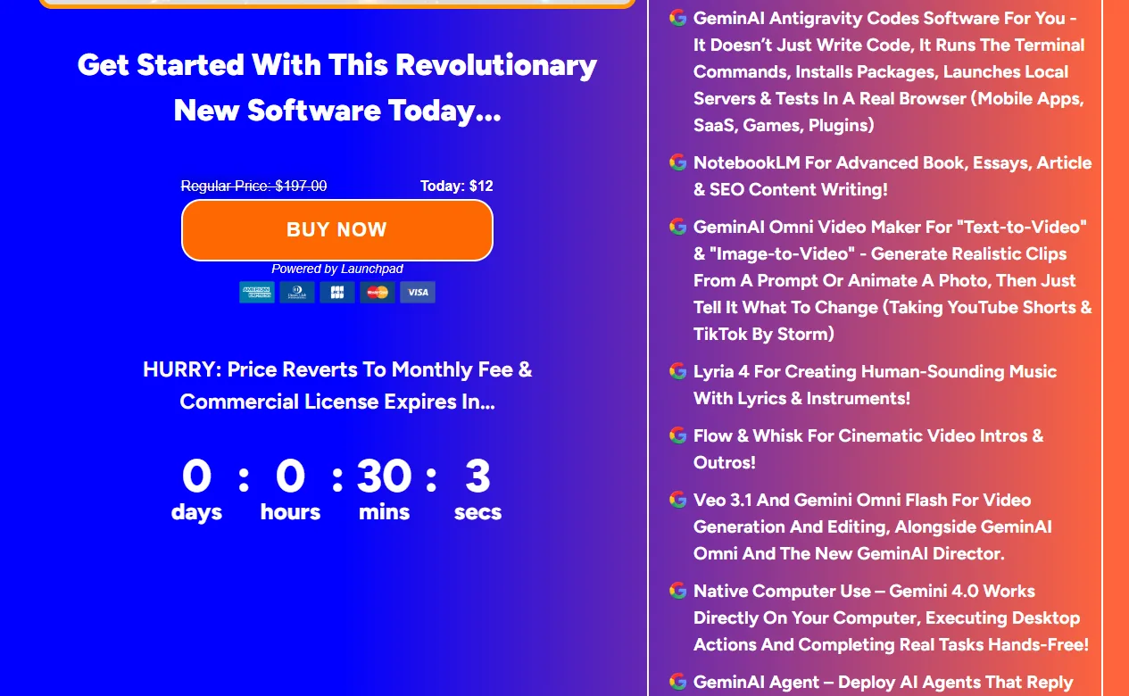 GeminAI 4.0 pricing on the sales page
