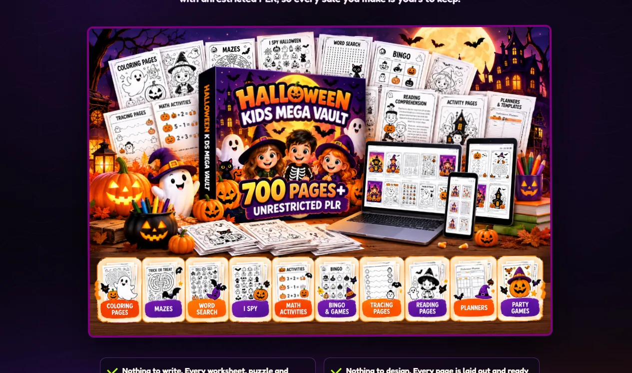 Halloween Kids Mega Vault product on the vendor's sales page