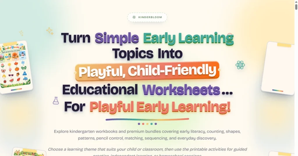 Kinderbloom sales page screenshot