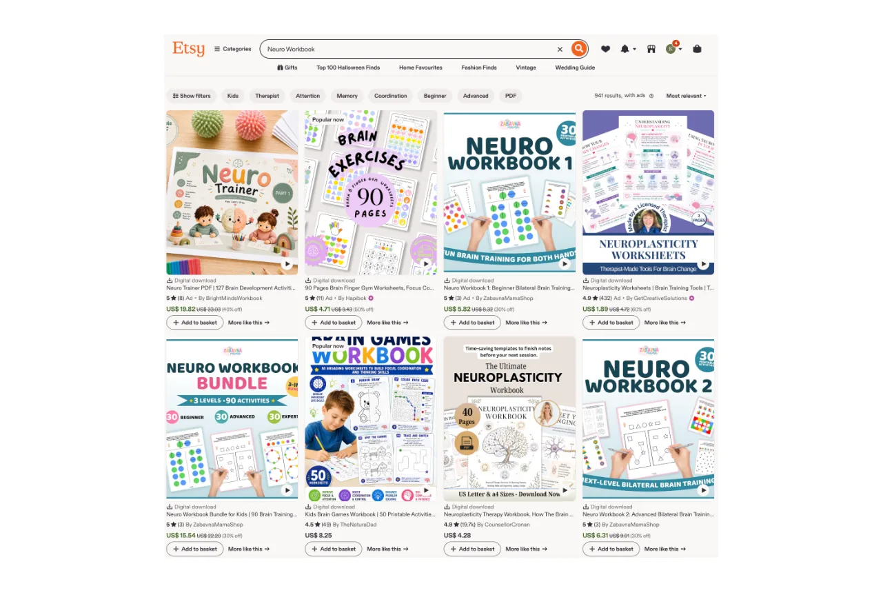 NeuroKids Workbook Creator AI page