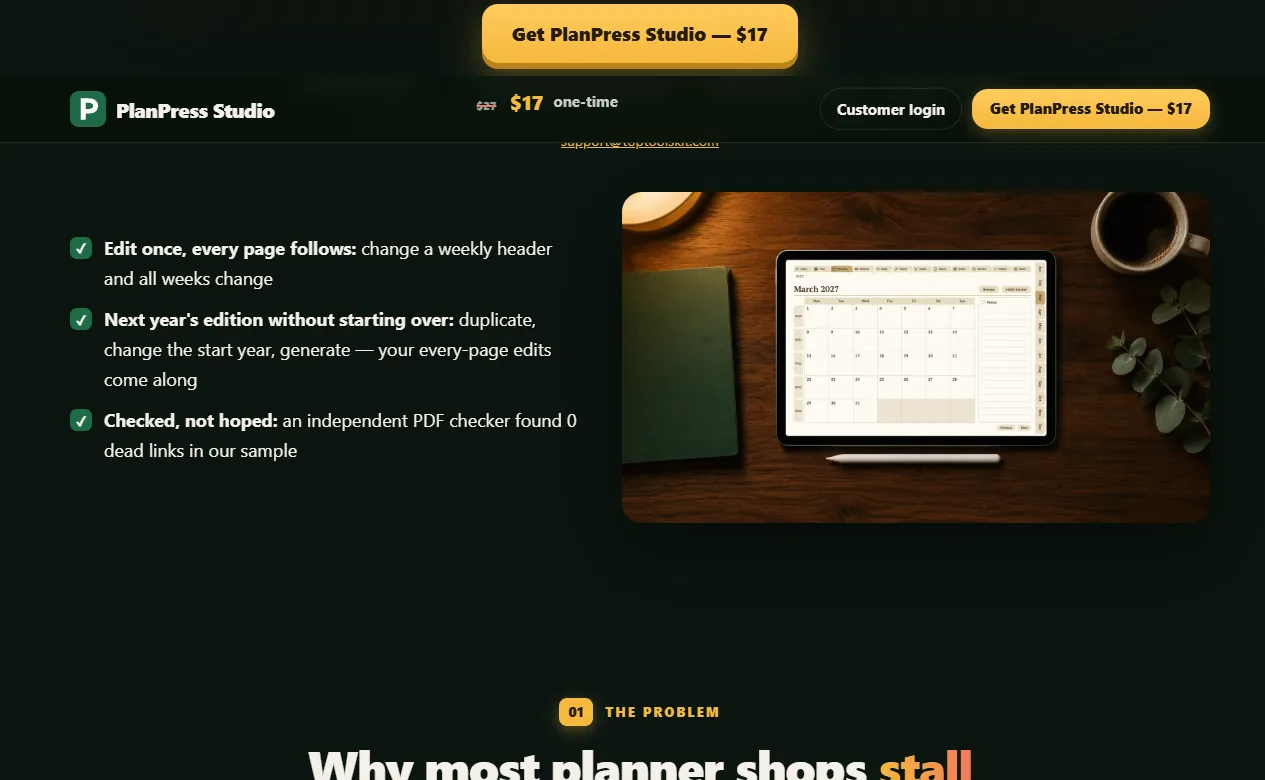 PlanPress Studio pricing on the sales page