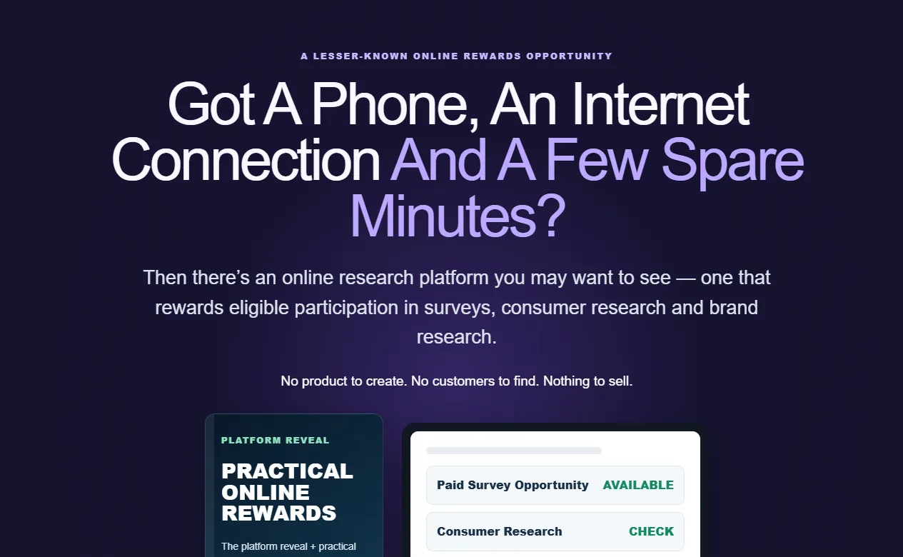 Practical Online Rewards product on the vendor's sales page