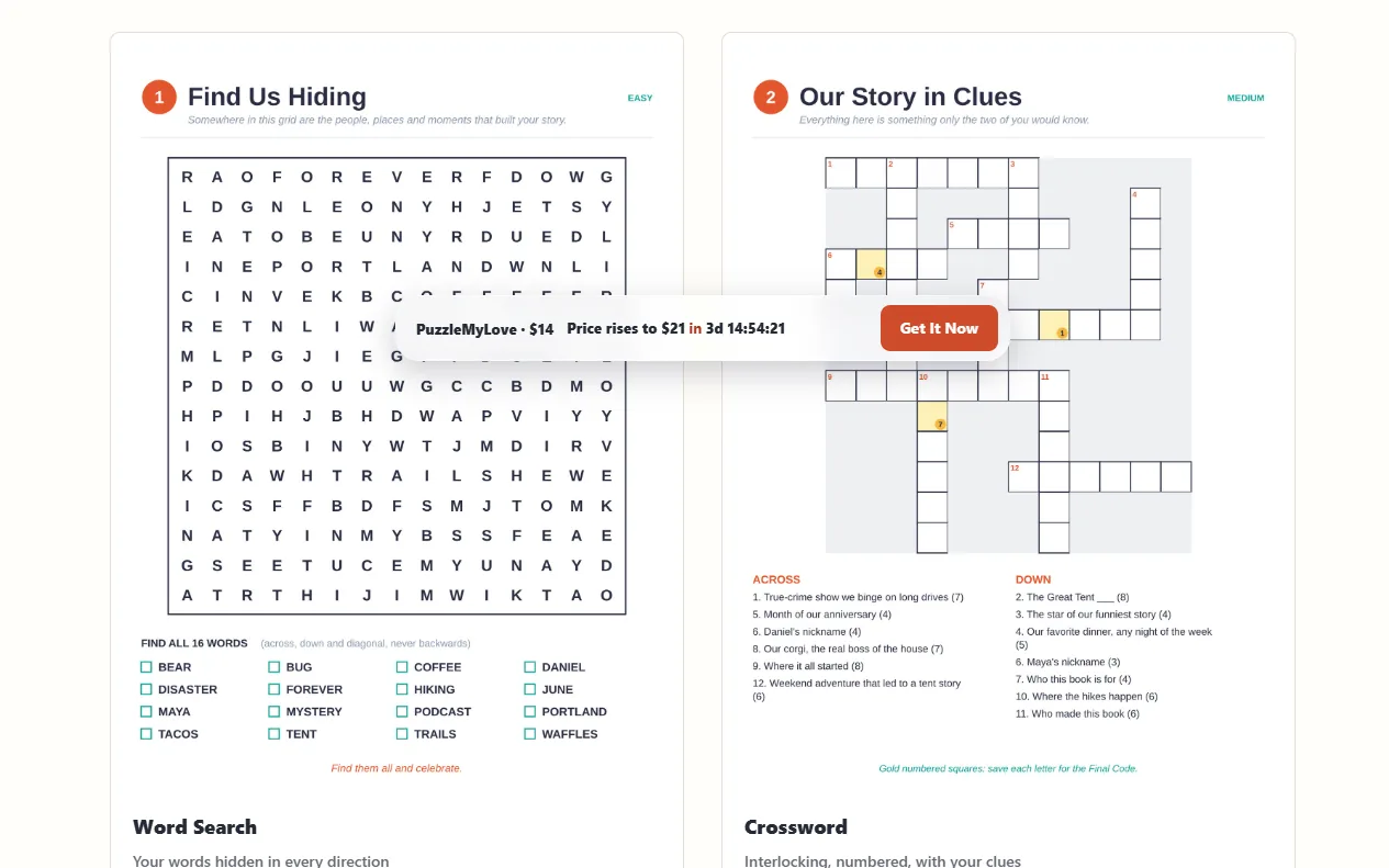 PuzzleMyLove product on the vendor's sales page